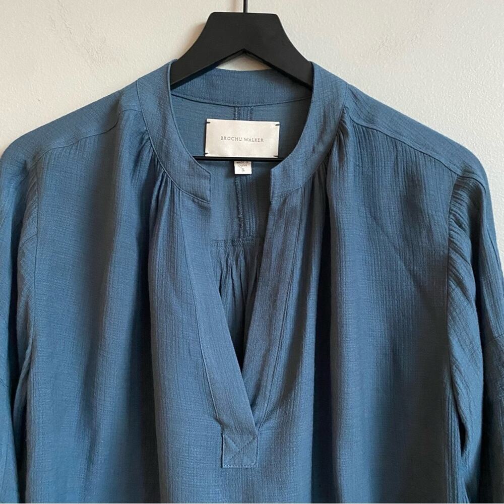 Brochu Walker Jaxon Popover Blouse in Oceanic Blue Size Small - Picture 6 of 11
